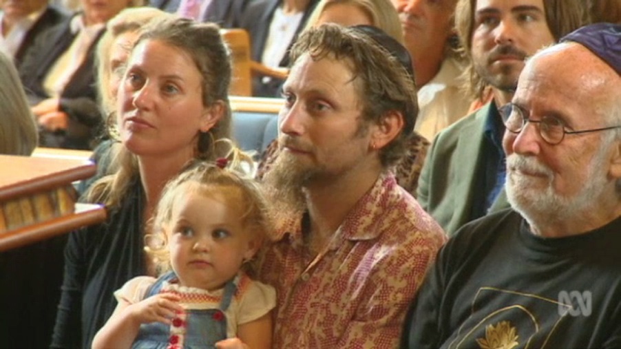 Bodhi at Judy's funeral service